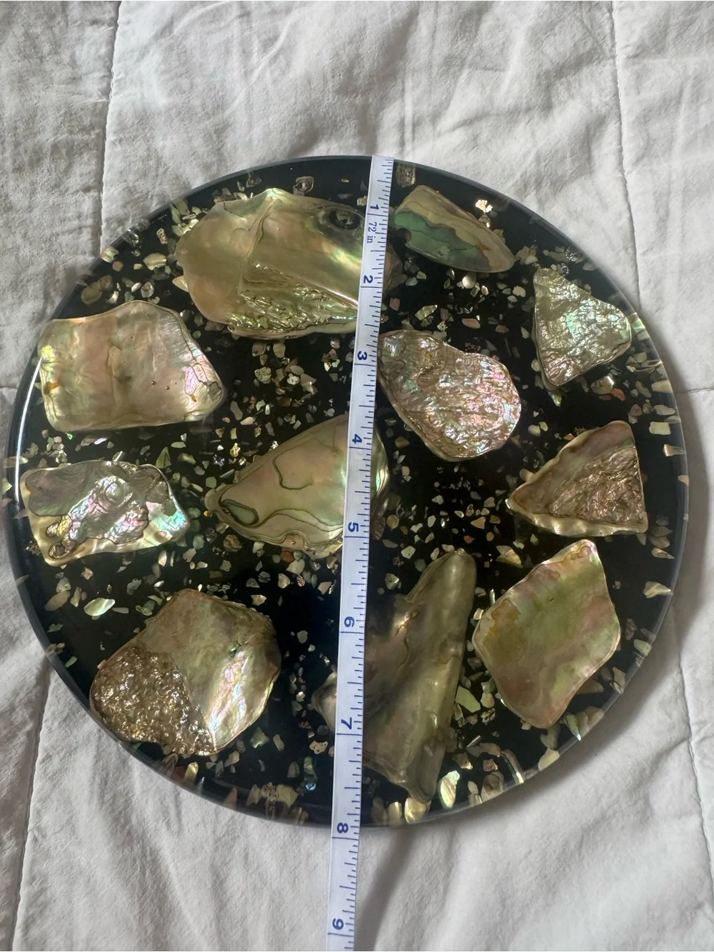1960s Abalone Seashell Round Trivet 8” Michelle Shellcraft California Vintage